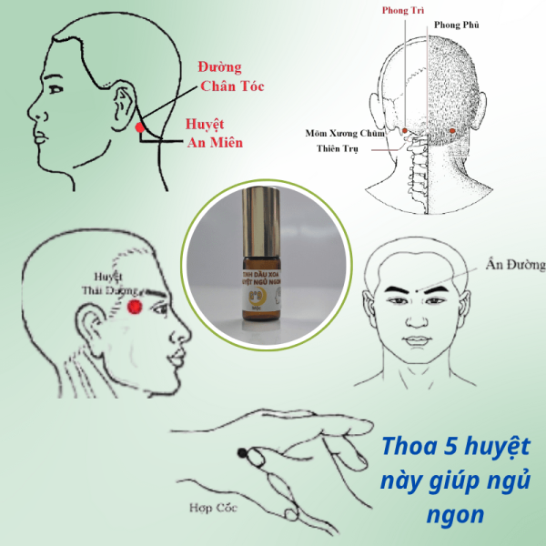 Thoa 5 huyệt với Tinh dầu xoa huyệt ngủ ngon G'9