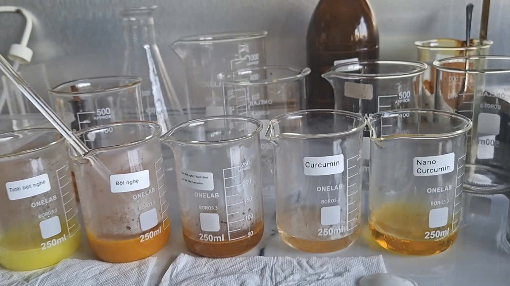 Test tinh bột nghệ với KOH ( Trước)