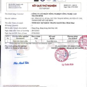 Bảng GC-MS của Tinh dầu xịt khẩu trang Sagucha