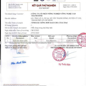 Bảng GC MS Tinh dầu xông hơi Sagucha