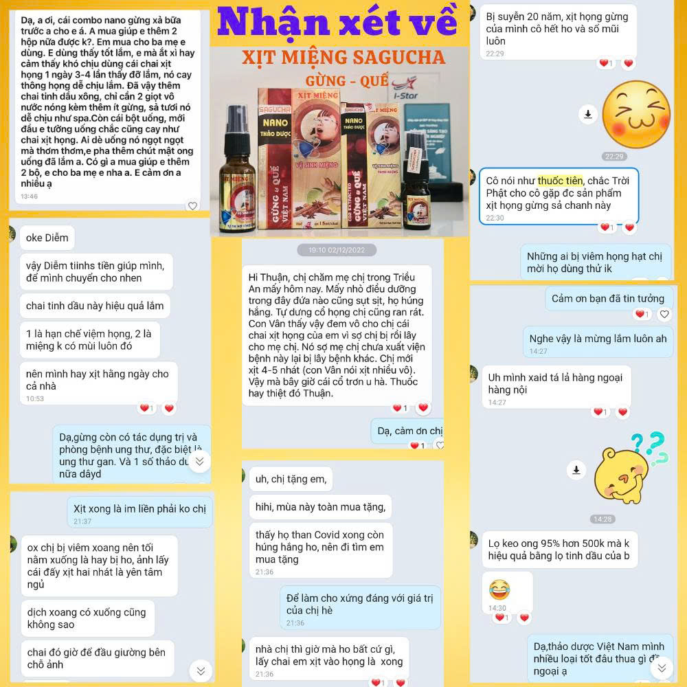 Nhận xét của người dùng xịt miệng thảo dược Sagucha