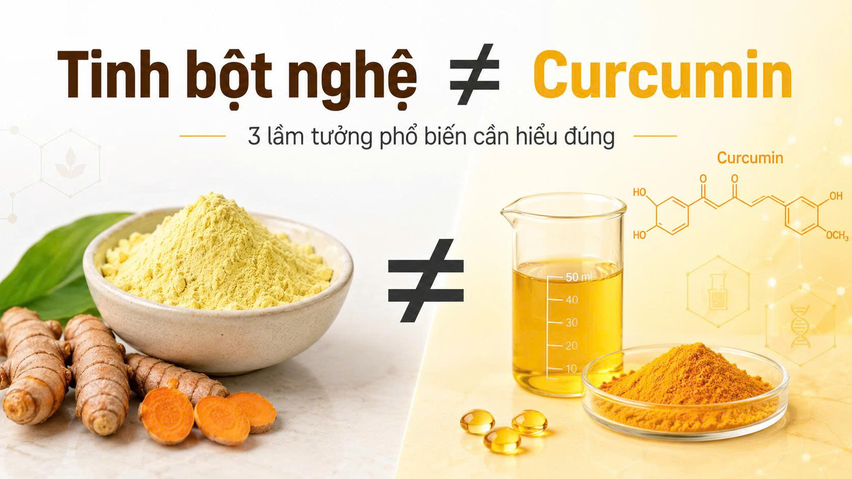 Tinh bột nghệ không phải curcumin, minh họa 3 lầm tưởng phổ biến cần hiểu đúng