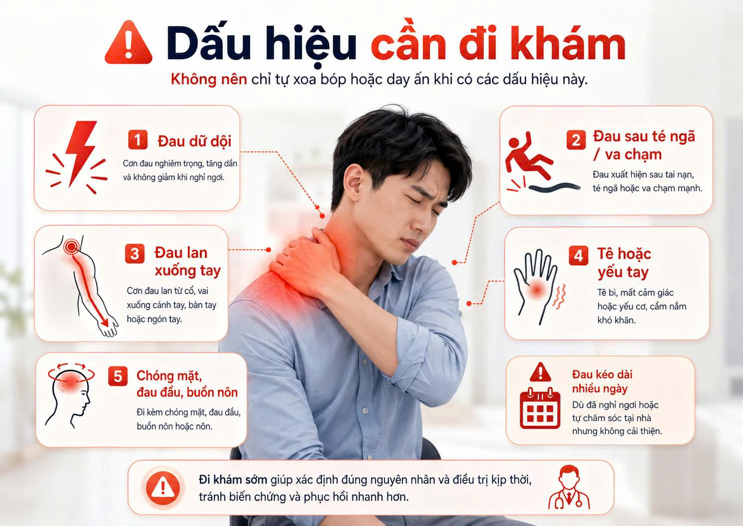 Dấu hiệu cần đi khám khi đau cổ vai gáy không nên tự xoa bóp tại nhà