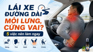 Người lái xe đường dài bị mỏi lưng và cứng vai với gợi ý 5 việc nên làm ngay