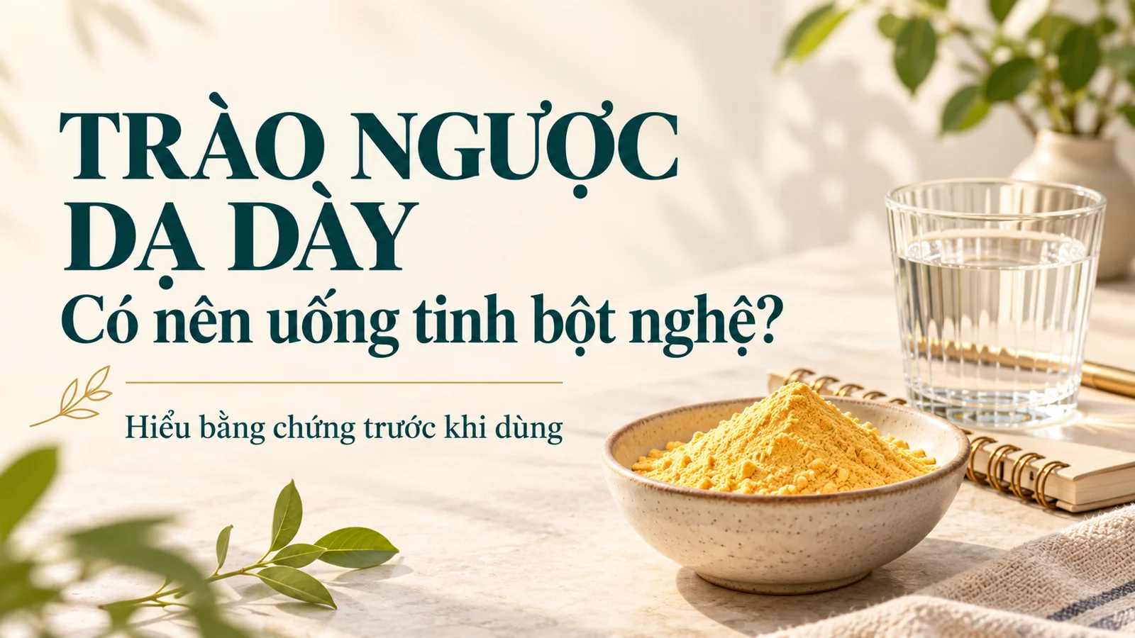 Bát tinh bột nghệ và thông điệp: hiểu bằng chứng trước khi dùng khi trào ngược dạ dày.