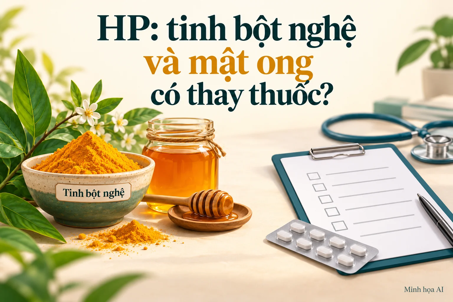 Tinh bột nghệ, mật ong và hồ sơ điều trị HP Tinh bột nghệ, mật ong và hồ sơ điều trị HP