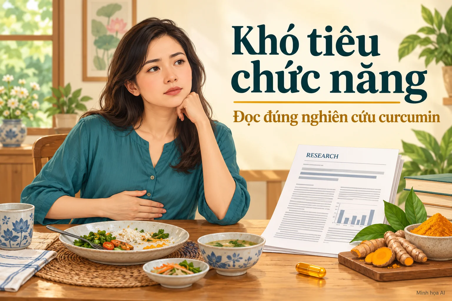 Người bị đầy bụng sau ăn và tài liệu nghiên cứu curcumin Người bị đầy bụng sau ăn và tài liệu nghiên cứu curcumin